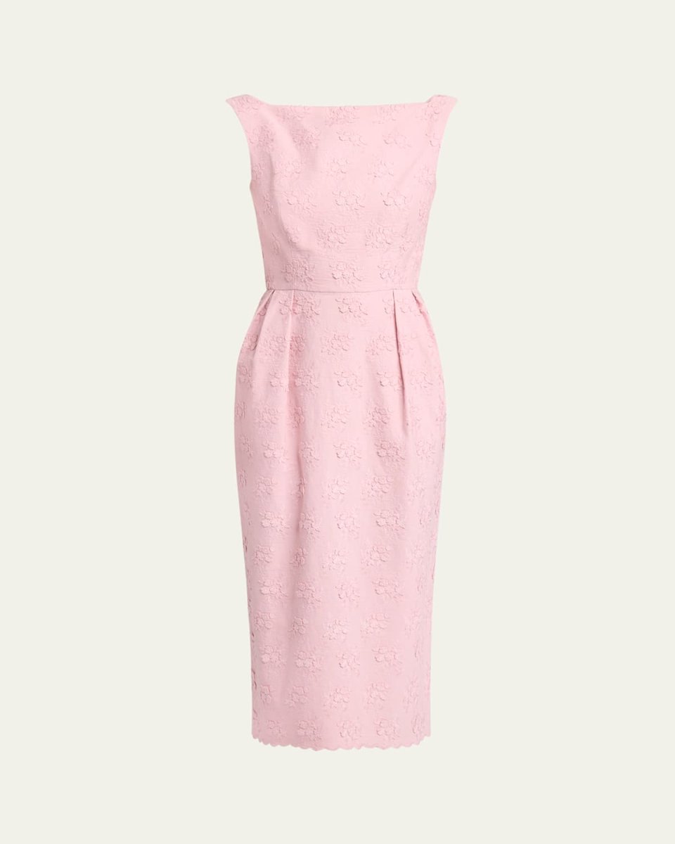 Floral Applique Pencil Midi Dress